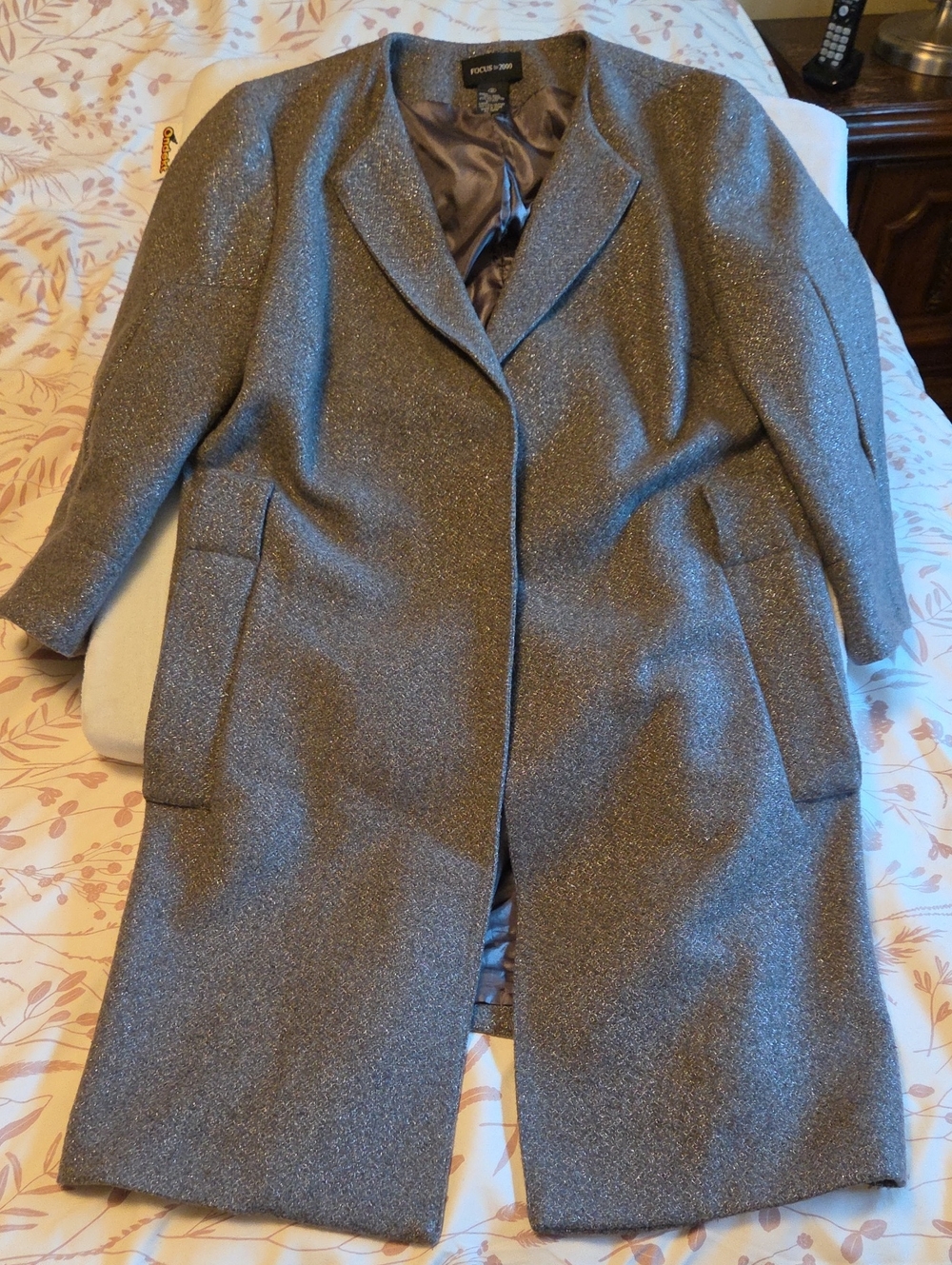 Eloquii Silver-Gray Sparkle Long Coat